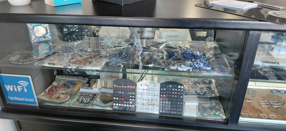 Jewellery displayed at the Inkfinity studio counter